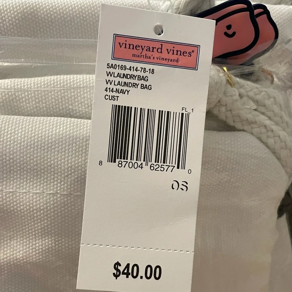 Discontinued Vineyard Vines Navy Striped Canvas Laundry Bag